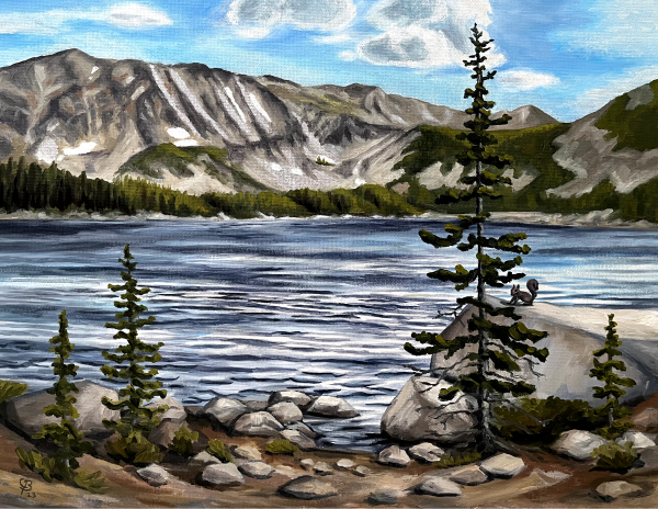 painting of Hearst lake near Anaconda, Montana