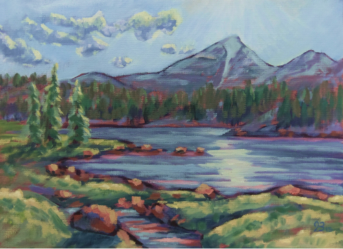 Painting of Jordan Lake in the Uinta Mountains, Utah.